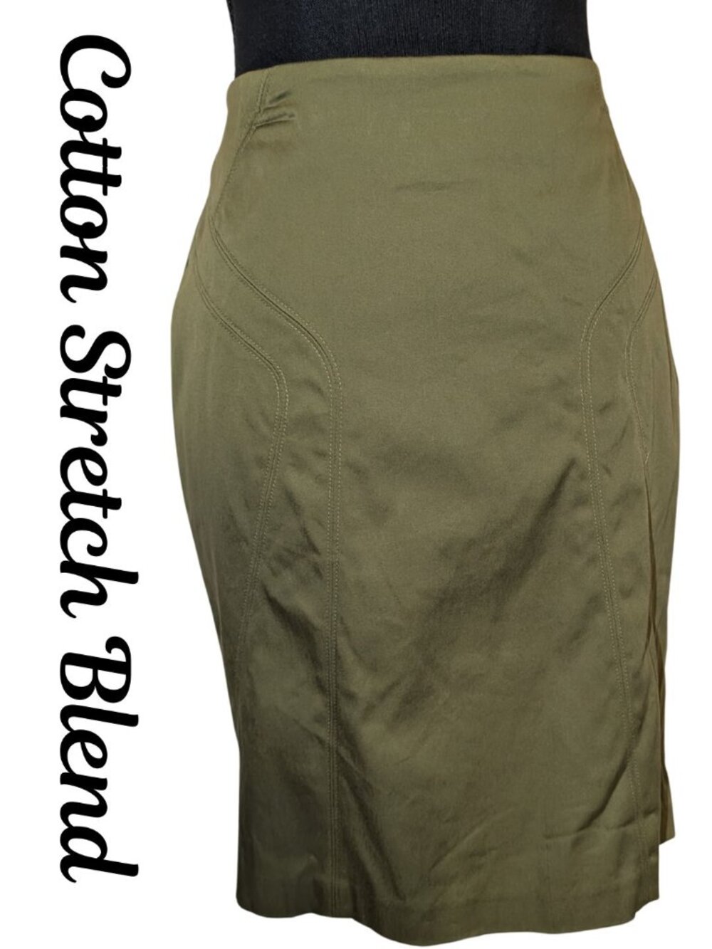 Marciano Olive Green Paneled Pencil Skirt